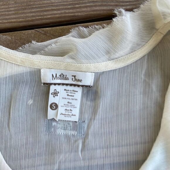 Matilda Jane Palisades Sheer Tunic Top Ivory Small - Picture 4 of 4